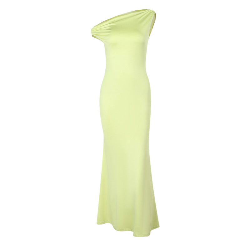 Women's sheath dress with off-the-shoulder design and figure-hugging cut, size [size missing]