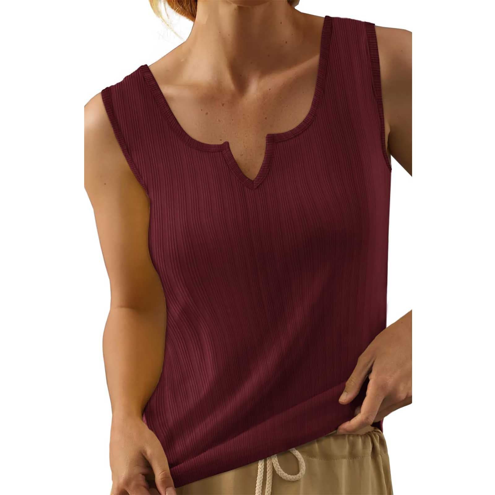 Damen-Tanktop mit strukturiertem V-Ausschnitt und feinem Rippenmuster, Größe Valenzora