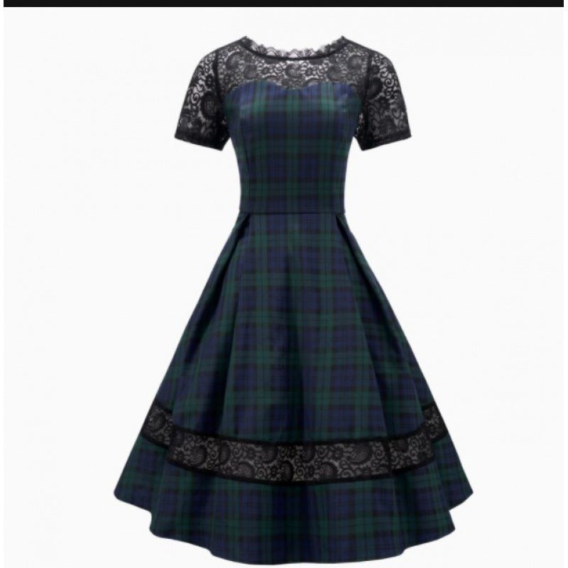 Damenabendkleid mit Spitzenapplikationen und fließendem Rock, Größe Valenzora