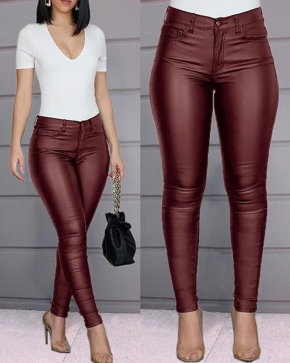 Valenzora | Lederähnliche, figurbetonte Leggings mit hohem Bund