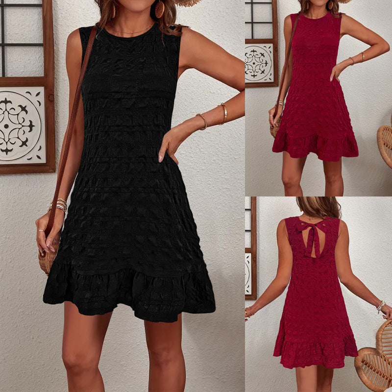 Damen ärmelloses Sommerkleid im strukturierten Design Drune