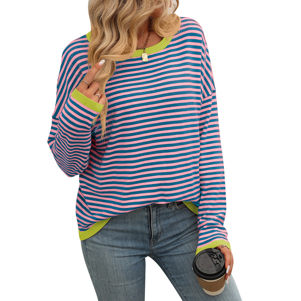 Women's casual striped sweater, size