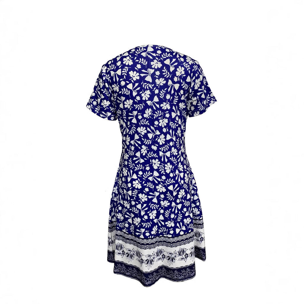 Damen Freizeitkleid mit verspieltem Blumendruck und praktischen Taschen Drune