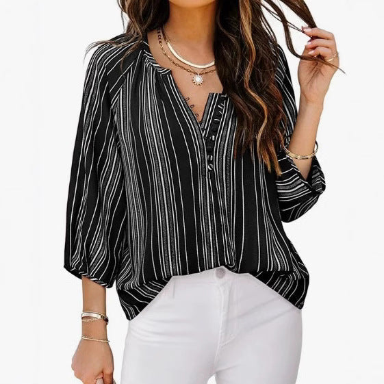 Elegante Damen Tunika-Bluse mit edlem Streifenmuster, Gr.