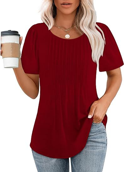 Damen-Sommer-T-Shirt mit Falten-Design, Größe