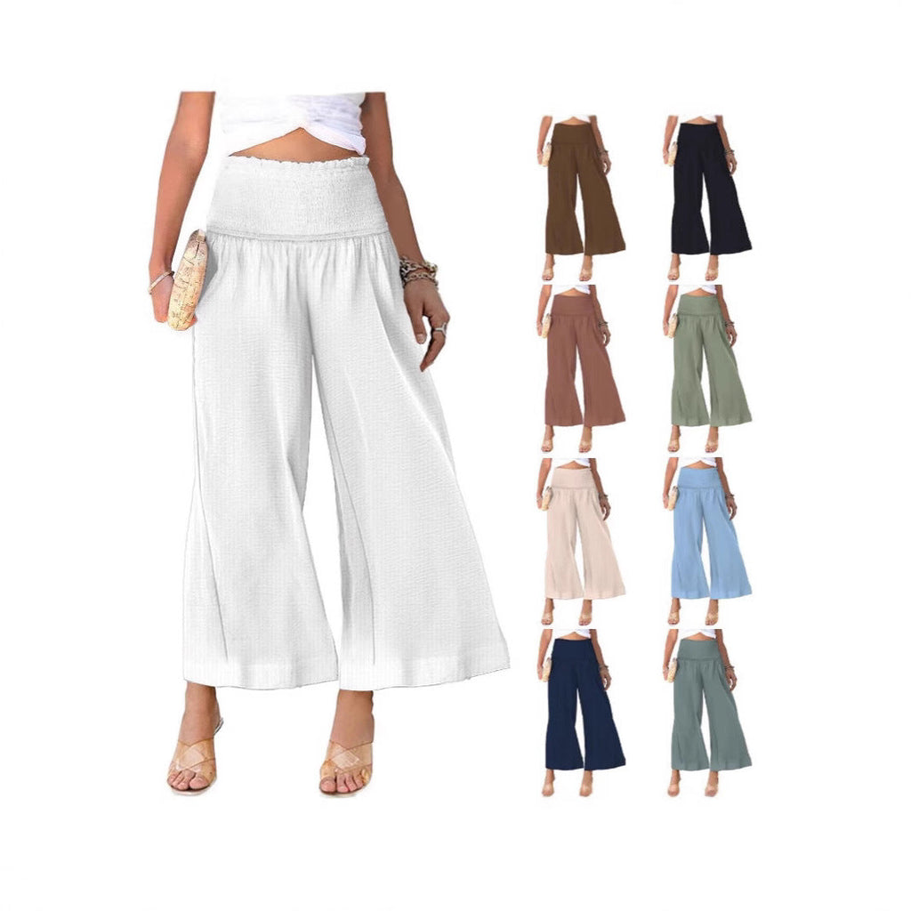 Damen Culotte-Hose mit weitem Bein, elastischem Bund und seitlichen Eingrifftaschen, Größe