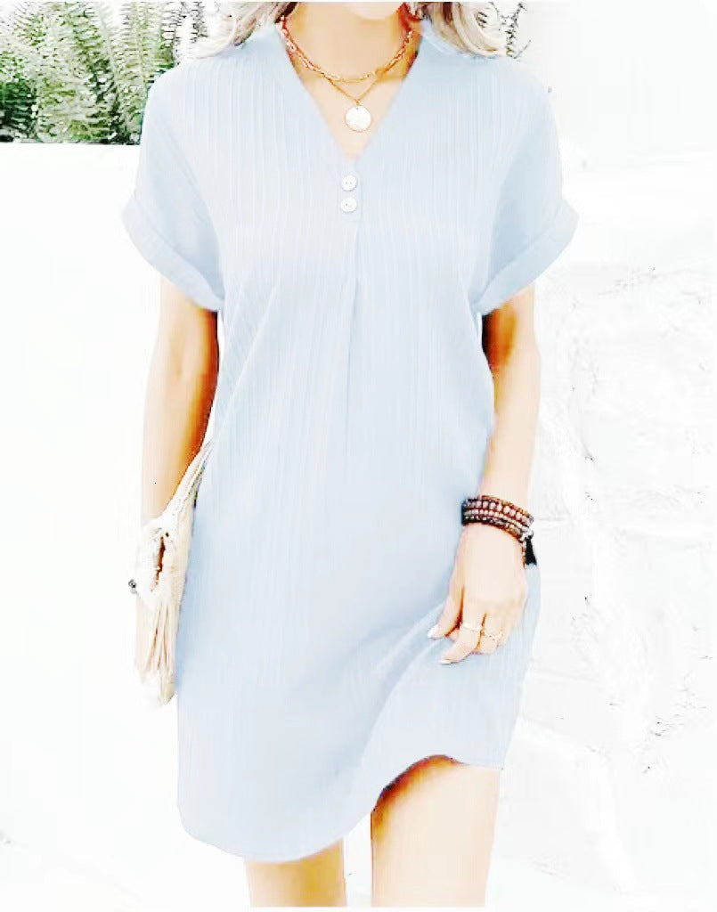Women's casual midi dress with button details, size