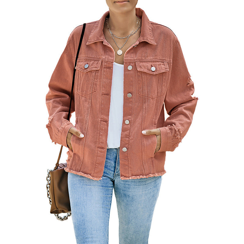 Damen-Jeansjacke mit entspannter Passform und funktionellen Taschen, Größe