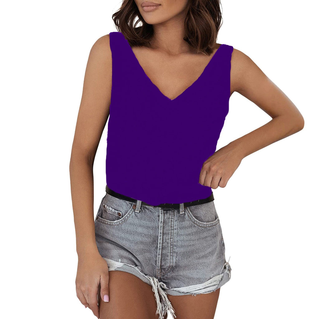 Women's sleeveless V-neck top made of high-quality material, size