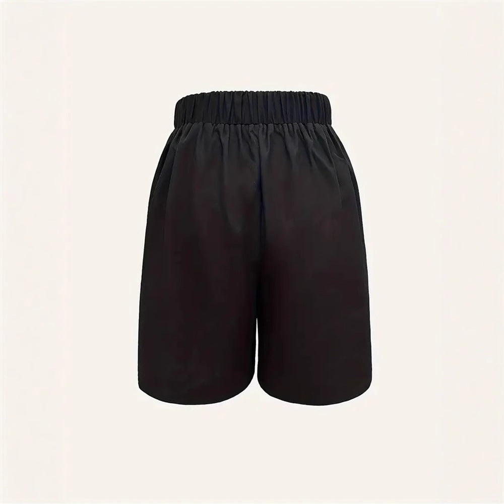 Women's Elegant High-Waisted Shorts with Decorative Pleats, Size