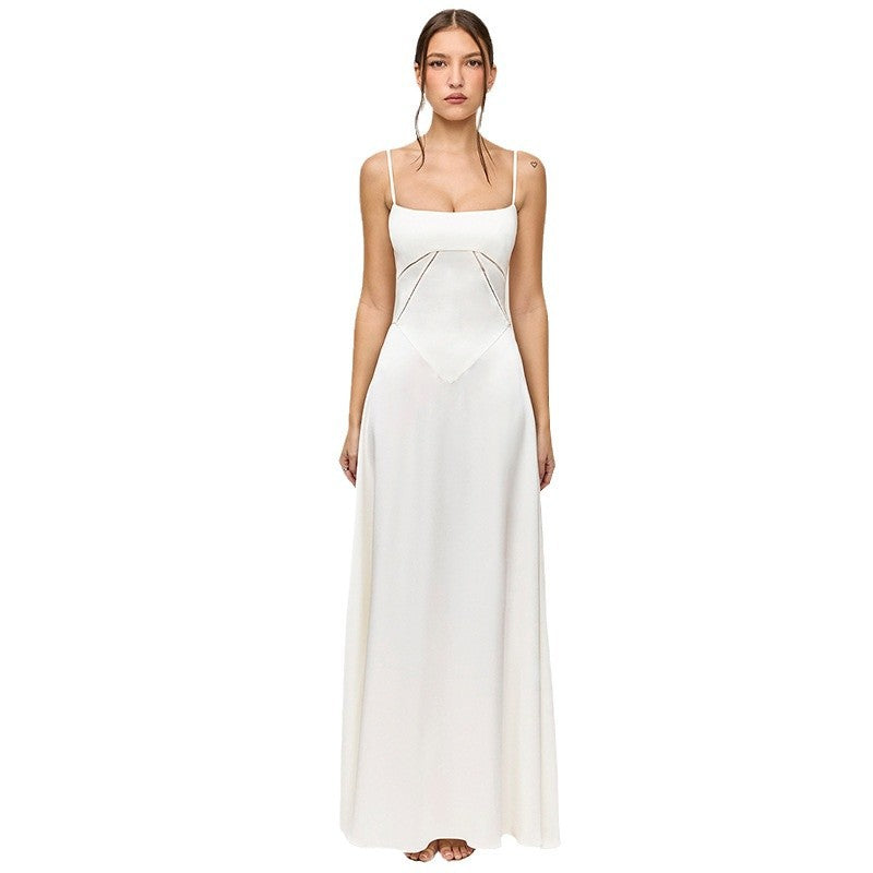 Women's evening dress with a figure-hugging cut and elegant satin finish, size Valenzora
