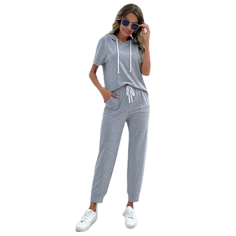 Damen-Jumpsuit mit bequemem Tunnelzug und lässigem Kurzarm-Design, Größe S