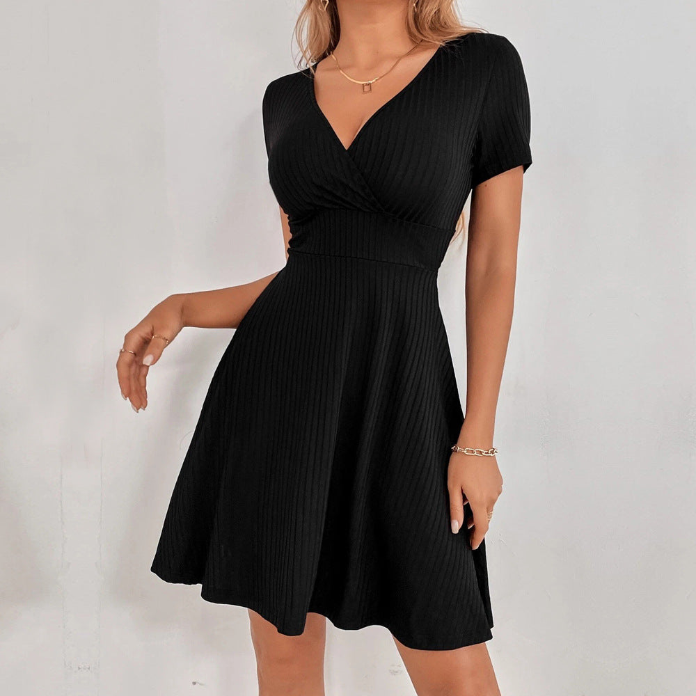 Women's dress with open back and casual tie belt, size