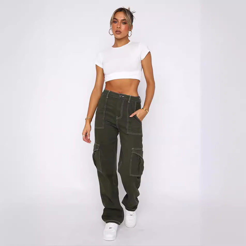 Damen-Cargohose mit elastischem Bund und praktischen Taschen, Größe S