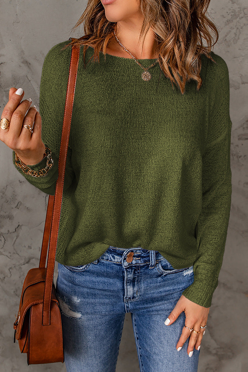 Damen Freizeit-Stricktop mit legerer Passform und feinem Rippenmuster, Größe S
