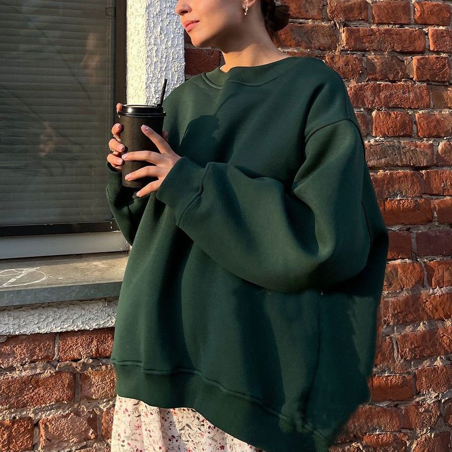 Valenzora | Women's Loose Round Neck Fleece Sweatshirt