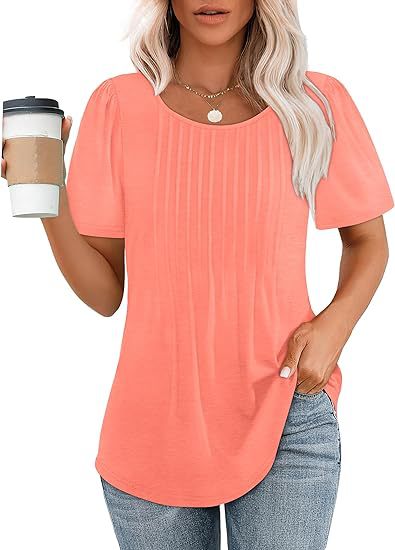 Women's summer T-shirt with pleated design, size
