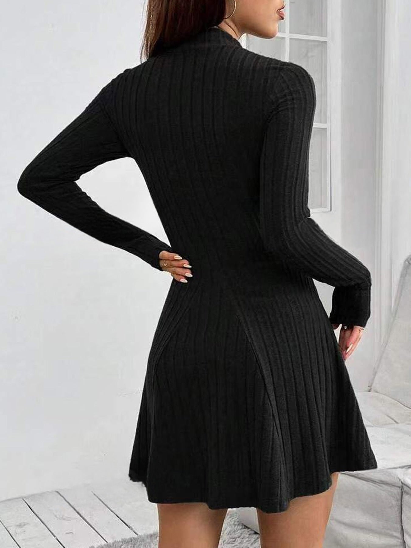 Damen Strickkleid mit Strukturmuster und langen Ärmeln, Größe