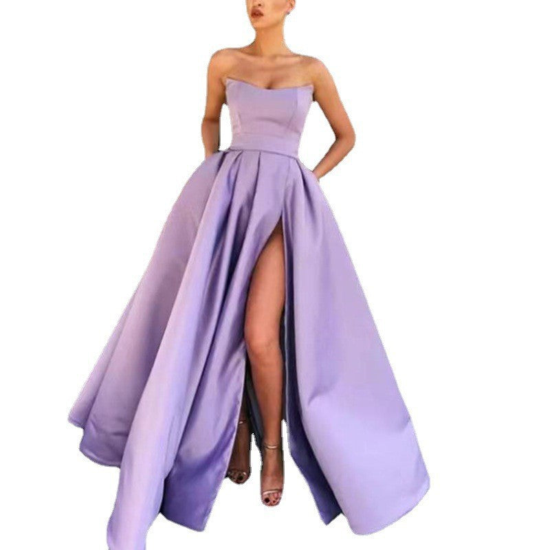 Elegantes Abendkleid für Damen mit tiefem Schlitz und fließendem Rock, Größe [Größe]