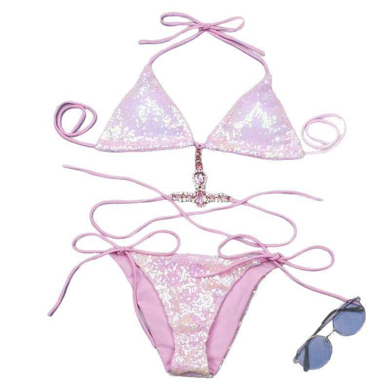 Valenzora | Damen-Bikini mit glänzenden Pailletten und eleganten Schmuckdetails