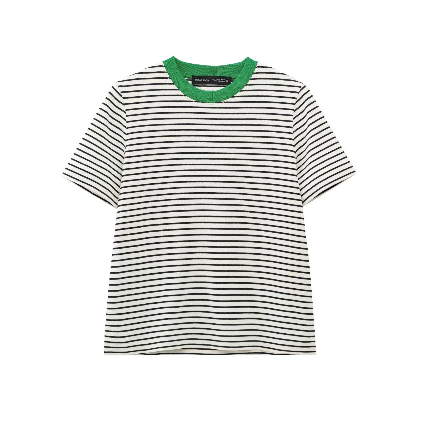 Lässiges Damen-T-Shirt mit Kontrastkragen und lockerem Streifenmuster, Größe