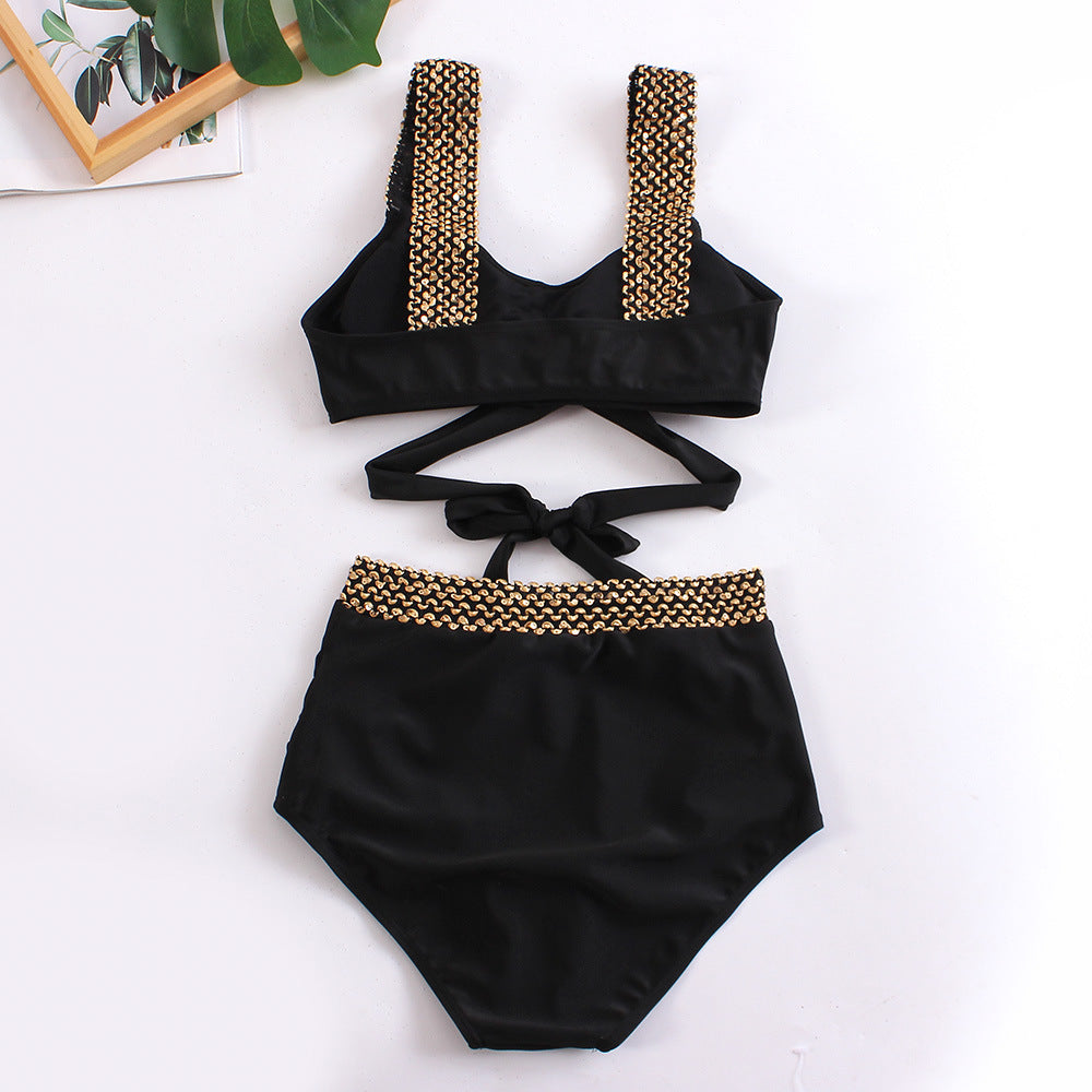 Women's high-cut bikini with fashionable wrap top and glamorous accents, size Valenzora