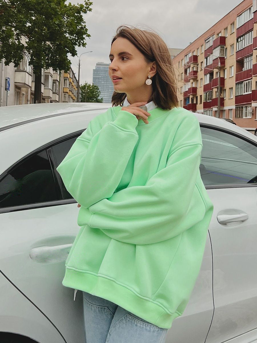 Valenzora | Women's Loose Round Neck Fleece Sweatshirt