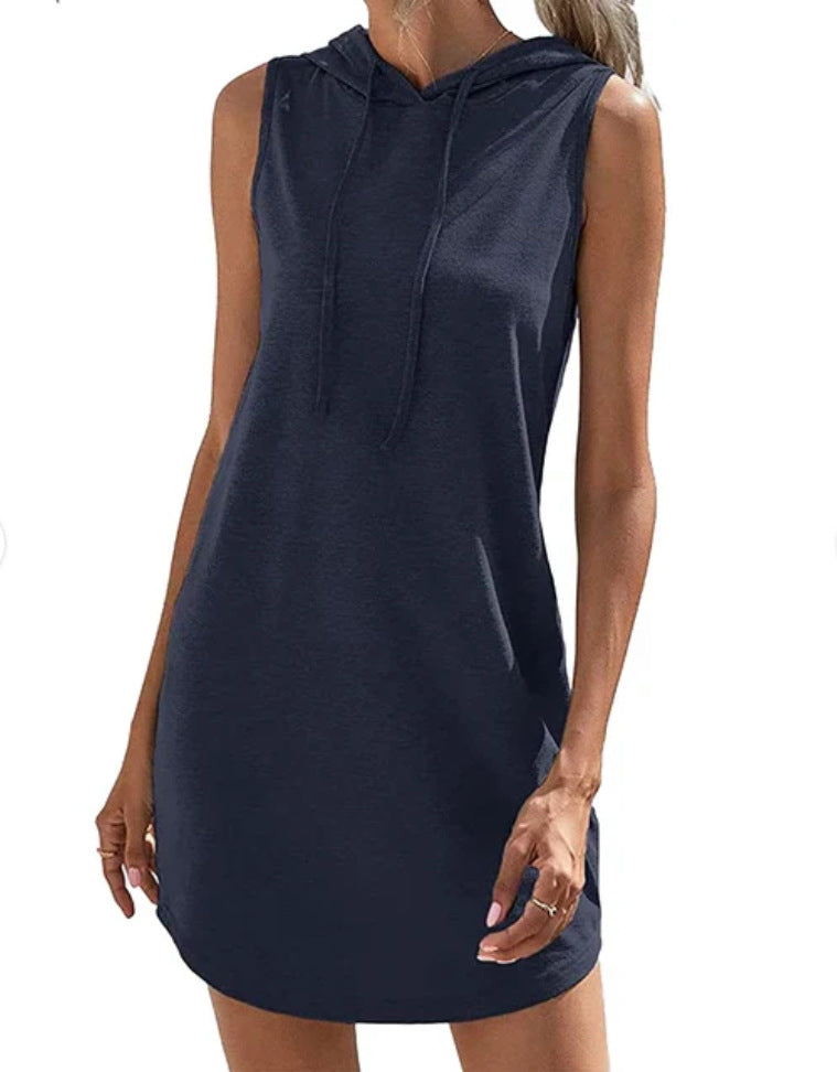 Women's hooded dress in breathable jersey material Drune