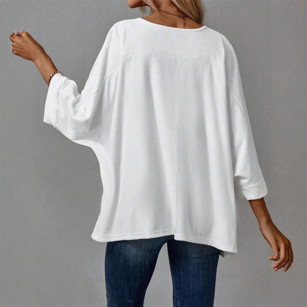Damen lässiges Oversize-T-Shirt mit weiter Passform und stilvollem Rundhalsausschnitt, Größe [size]