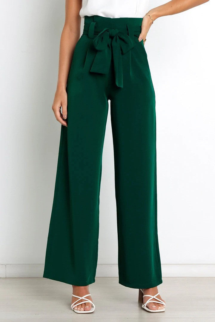 Elegante Damen-Hose mit weitem Bein und Gürtel, Größe