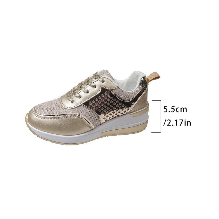 Women's sneakers with fashionable metallic accents and breathable cushioning, size S