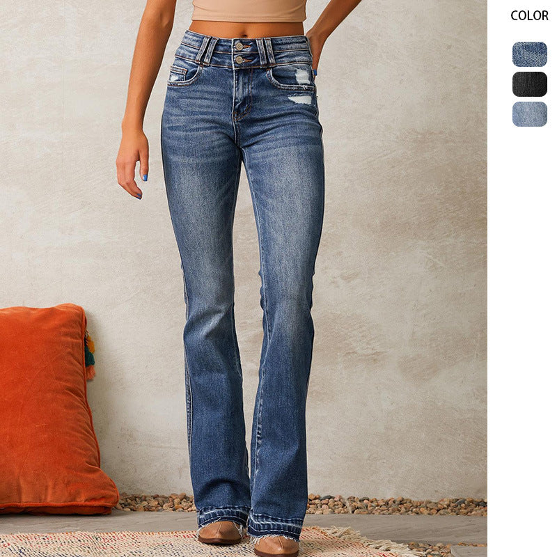 Women's Vintage Style Flared Jeans, Size