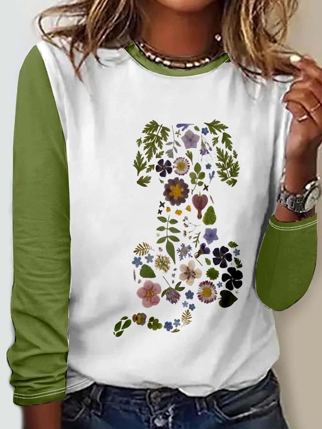 Valenzora | Floral round neck T-shirt