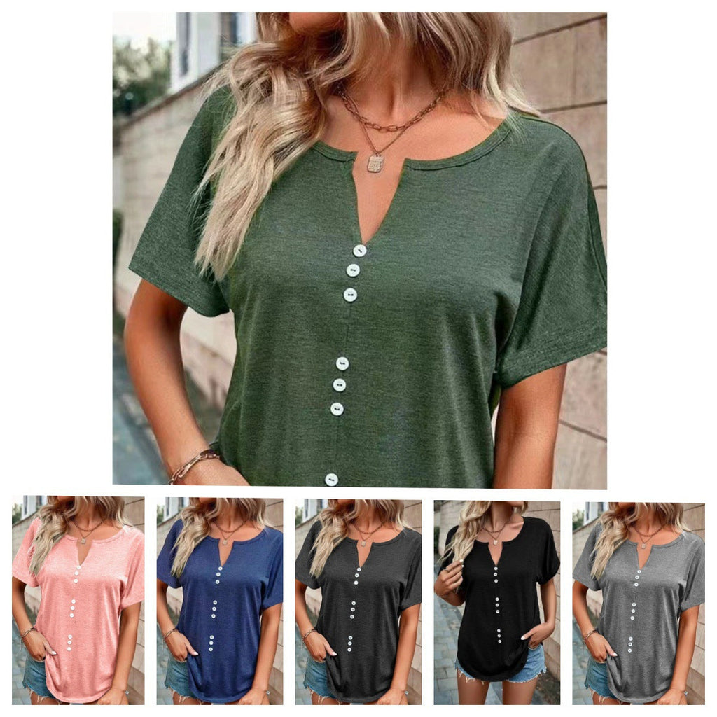 Valenzora | Solid Color Soft Fashionable V-Neck T-Shirt in Plus Sizes