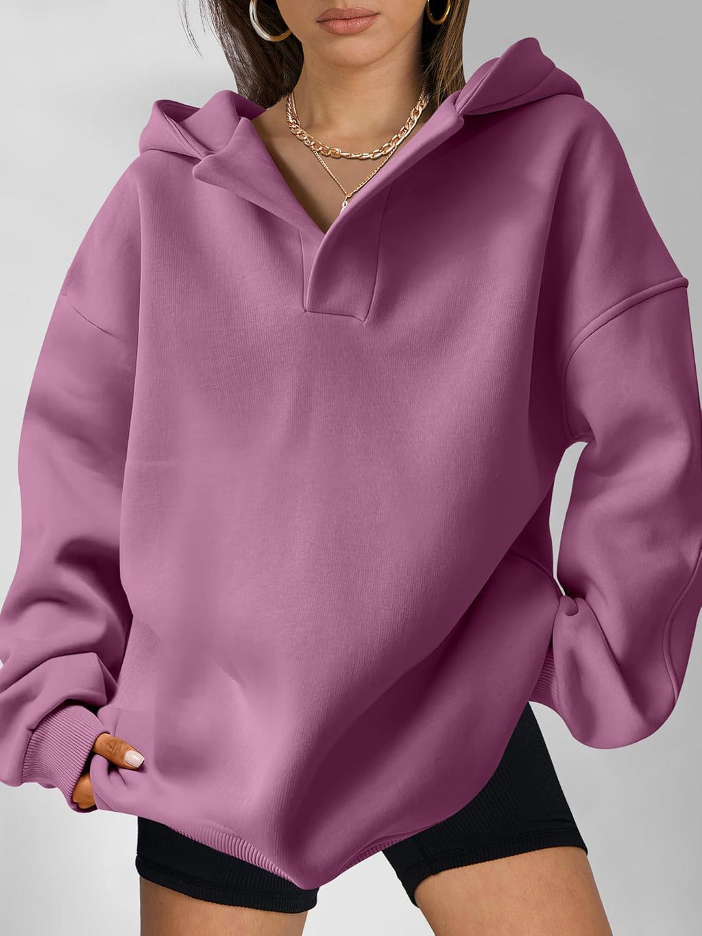 Damen Oversized Hoodie mit Kängurutasche, Größe