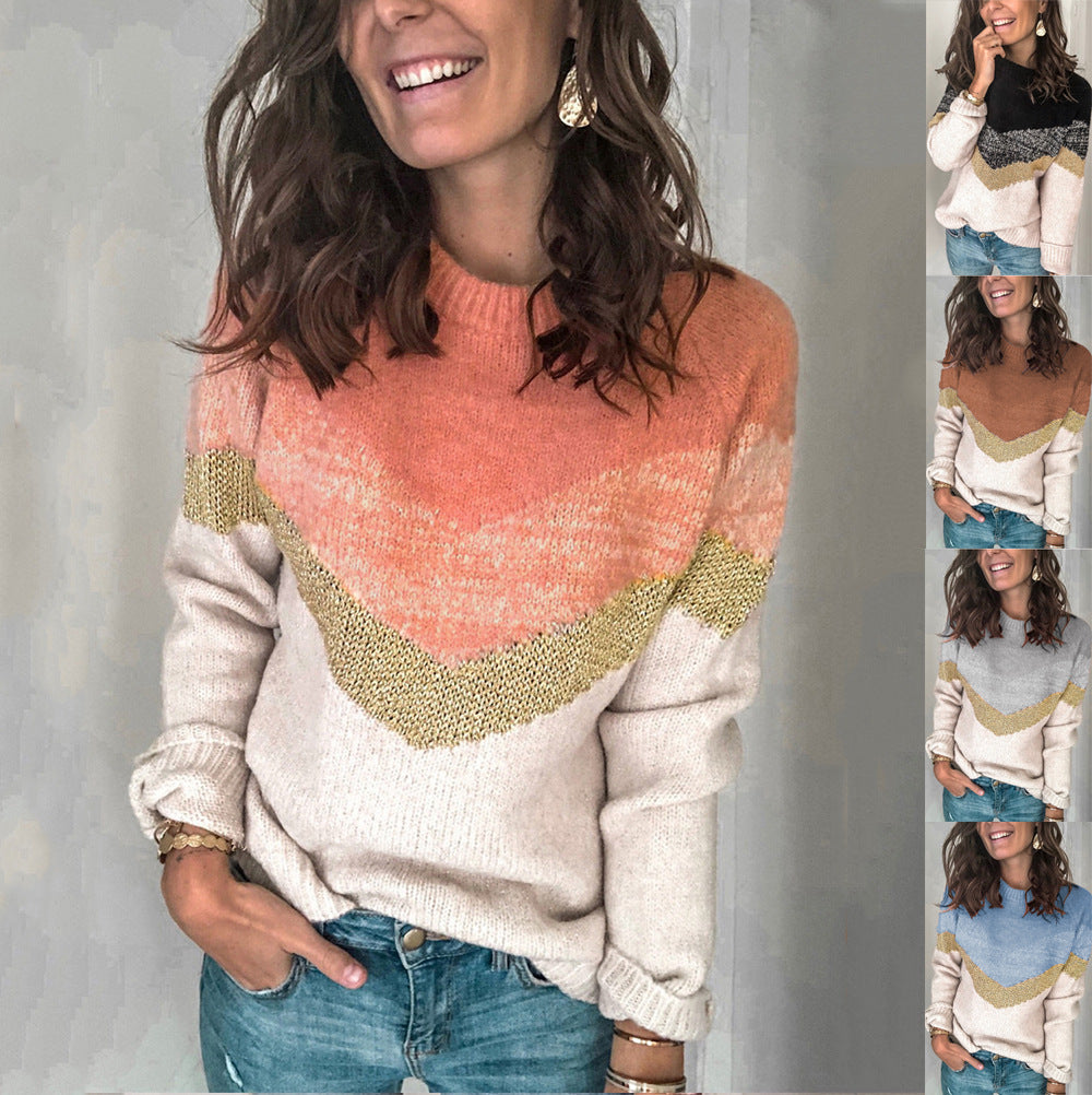 Women's patterned sweater with graphic knit design, size