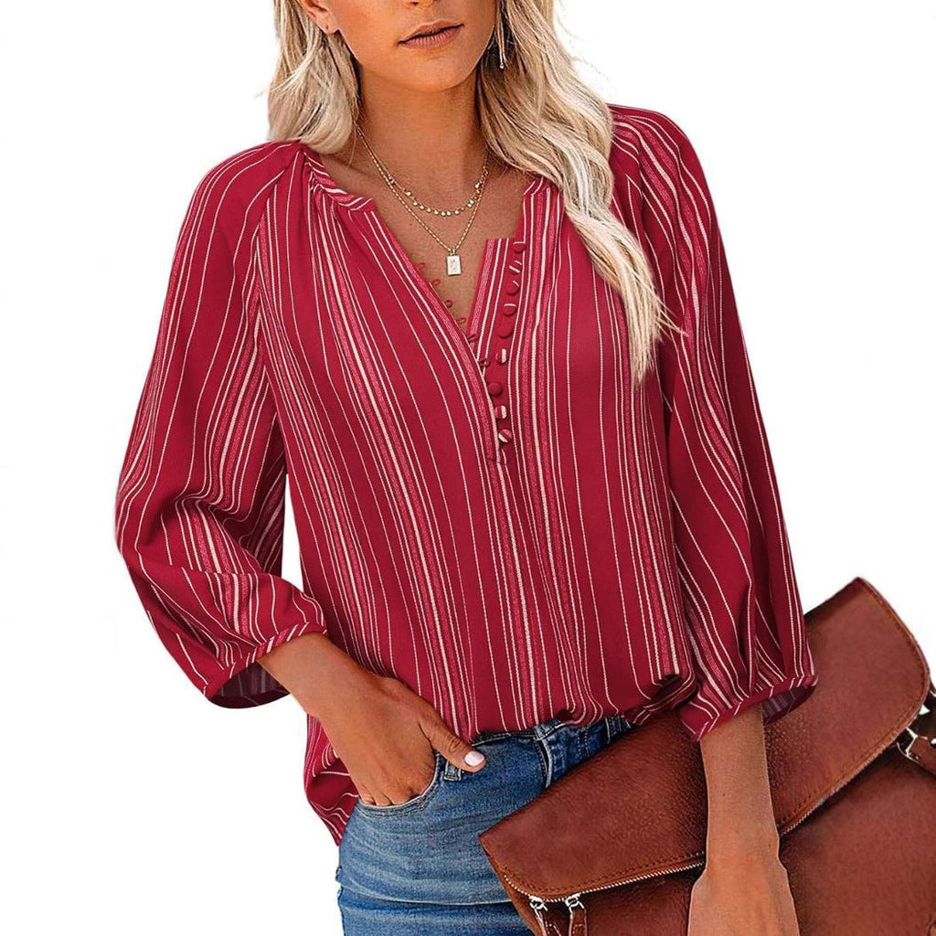 Elegante Damen Tunika-Bluse mit edlem Streifenmuster, Gr.