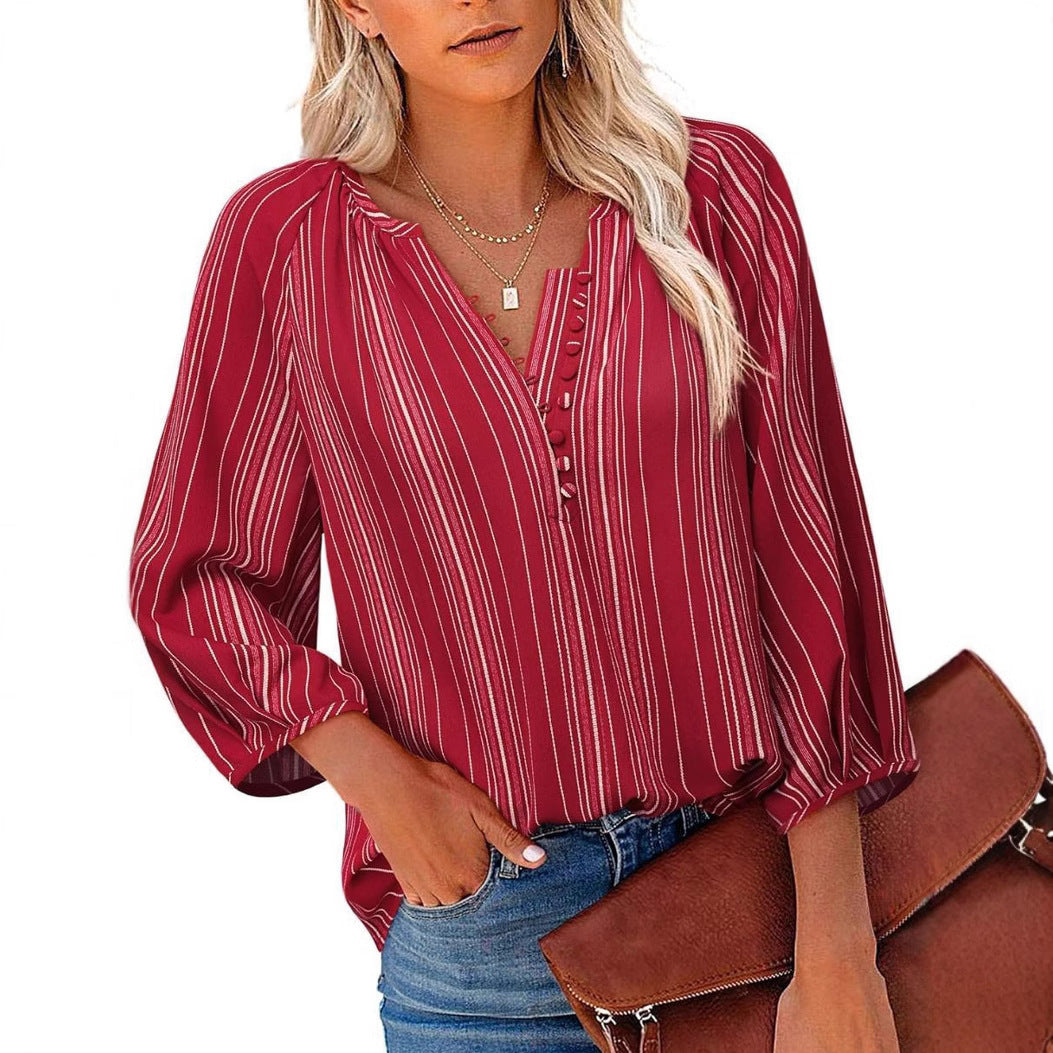 Elegante Damen Tunika-Bluse mit edlem Streifenmuster, Gr.
