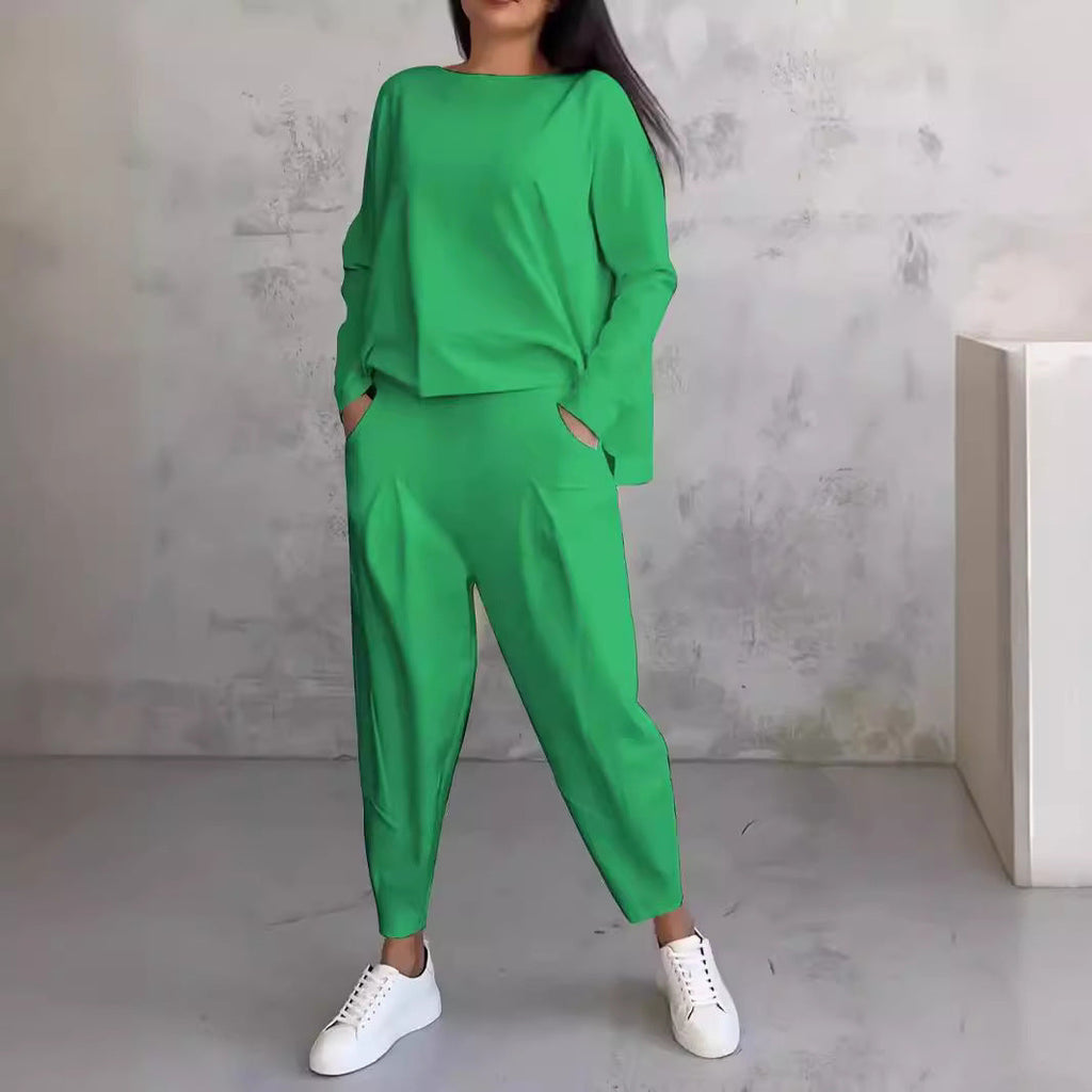 Valenzora | Irregular Harem Pants Long Sleeve Set