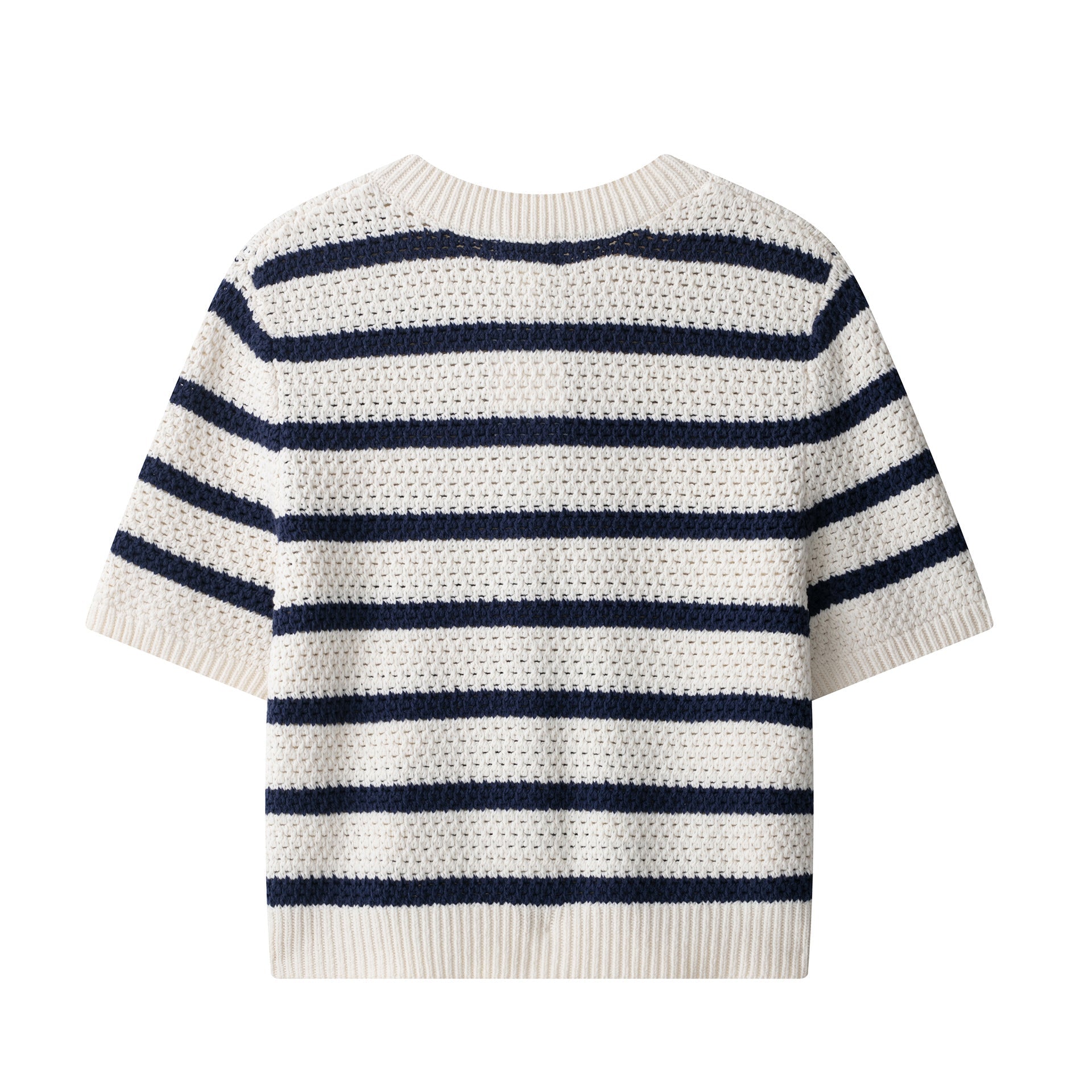Damen-Kurzarm-Cardigan mit auffälligem Streifenmuster und zeitlosem Design, Größe S