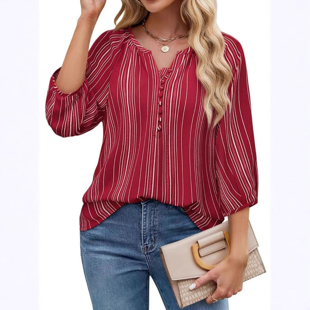 Elegante Damen Tunika-Bluse mit edlem Streifenmuster, Gr.
