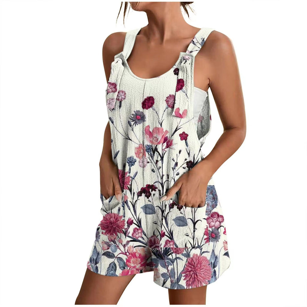 Luftiger Damen-Overall mit Blumenmuster und praktischen Taschen, Größe S