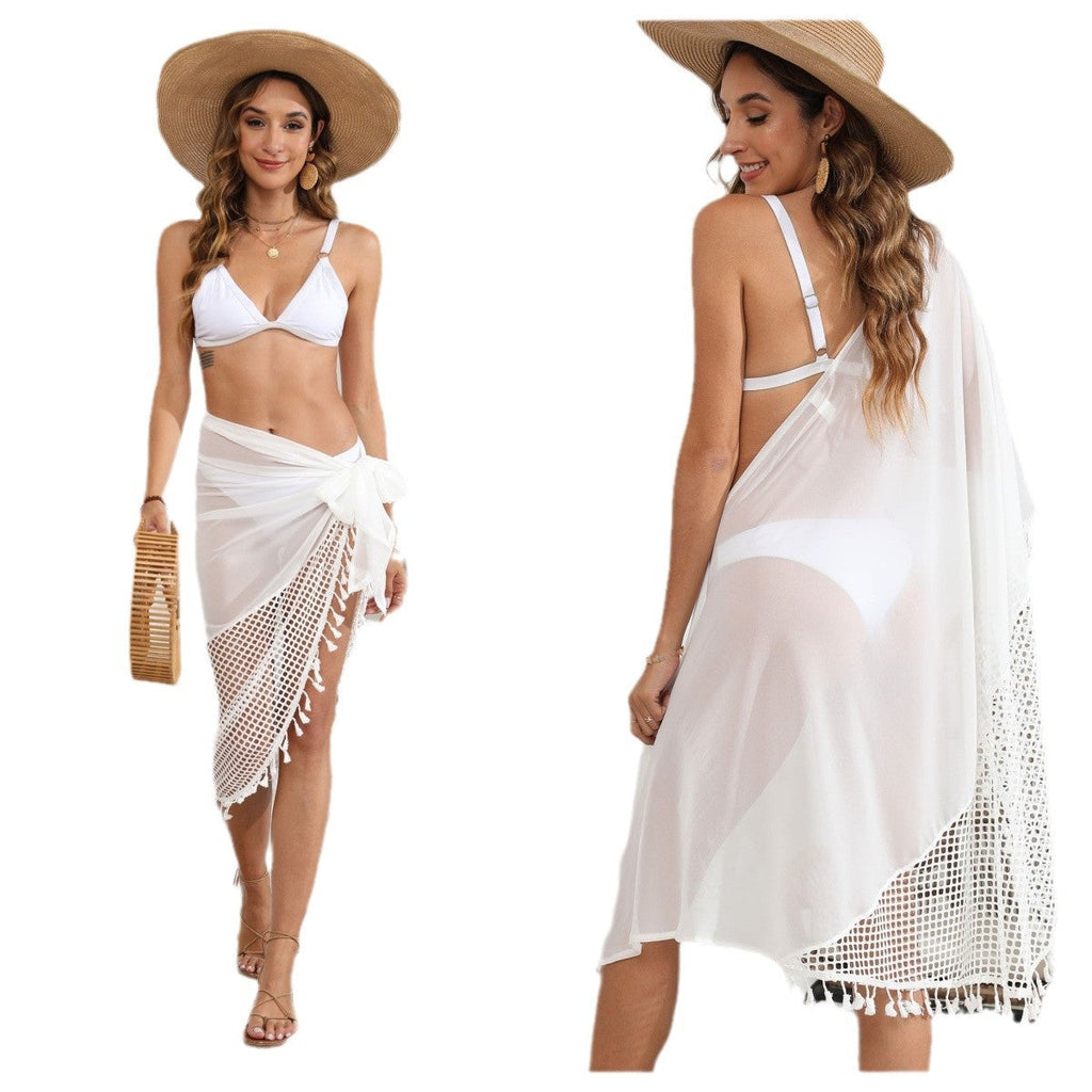 Damen-Strandtuch mit kreativen Häkeldetails und Quasten, Größe [Größe fehlt]