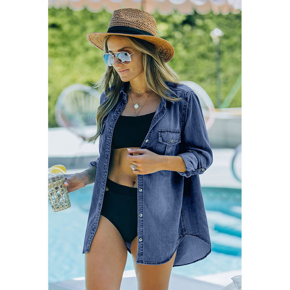 Damen-Jeanshemdbluse mit praktischen Brusttaschen und klassischem Schnitt, Größe S