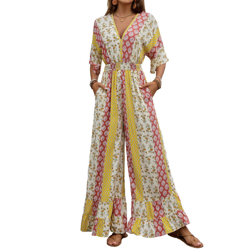 Women's wide-leg jumpsuit with elasticated waist, size