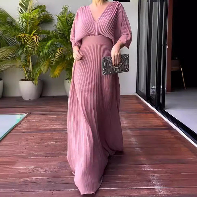 Valenzora | Lebendiges plissiertes Maxikleid