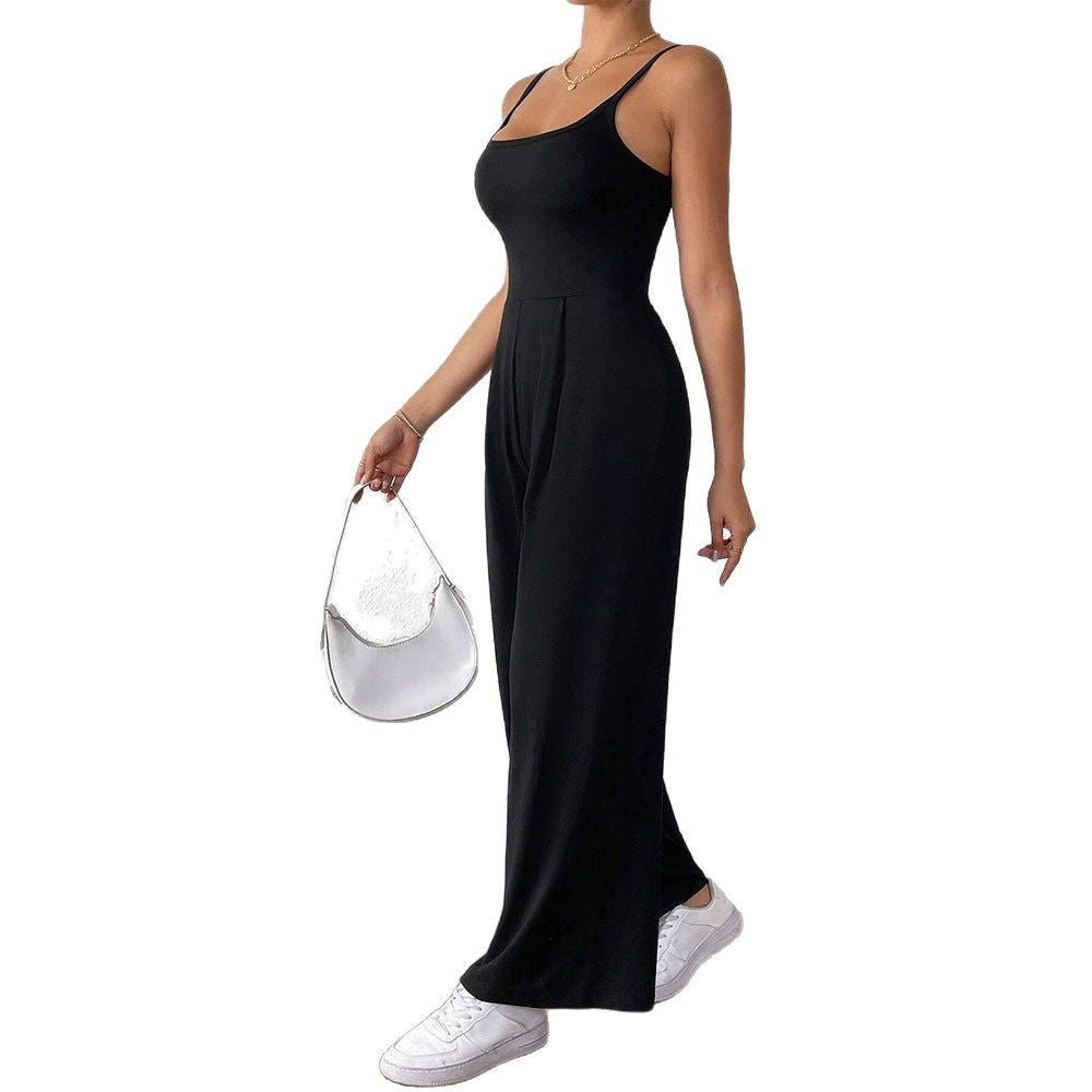 Damen-Freizeit-Jumpsuit mit schmalen Spaghettiträgern und fließendem Schnitt, Größe S