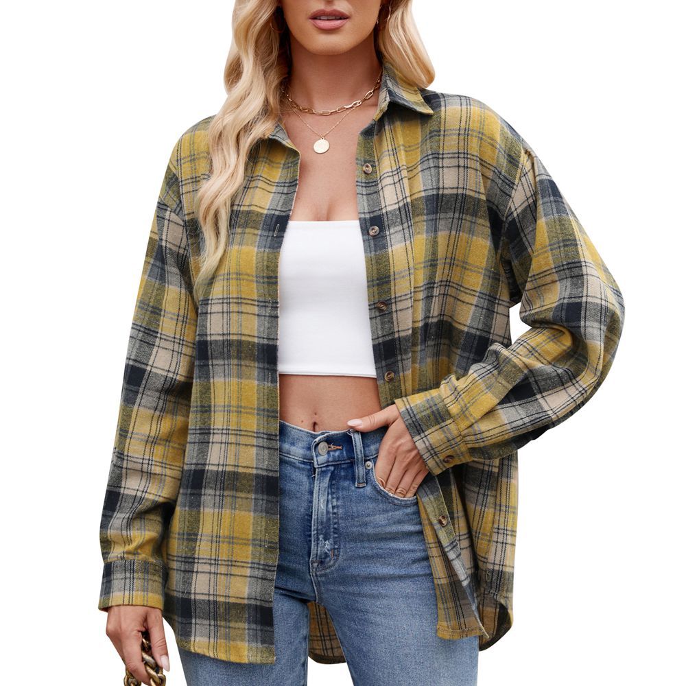 Damen karierte Oversized Hemdbluse Valenzora
