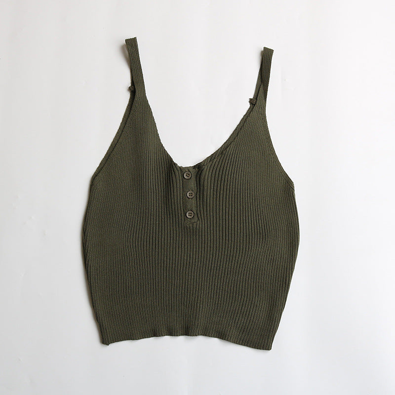 Women's casual tank top with full button placket and ribbed texture, size S