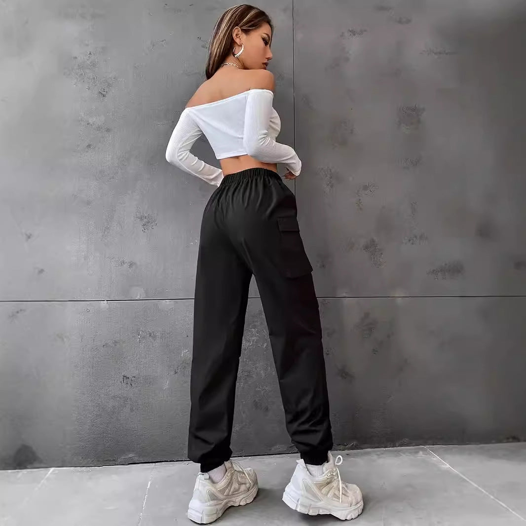 Damen-Cargohose mit elastischem Bund und praktischen Taschen, Größe S